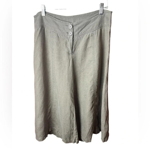 Forever 21 Linen Wide Left Coloutte Contemporary High Waist Chocolate Brown - Picture 2 of 13